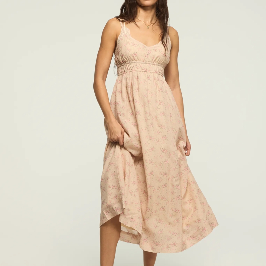 Lucky Brand Tiered Midi Dress - Women's Clothing Dresses Shirt Midi Dress in Cream Multi, Size XL