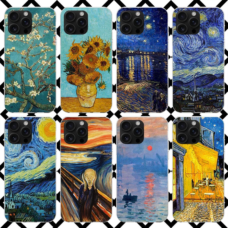 Van Gogh Oil Art Painting Phone Case for iPhone 17 Air 16 16E 15 14 Plus 13 Mini 12 11 Pro Max 7 8 + SE 2020 Soft Cover Fundas