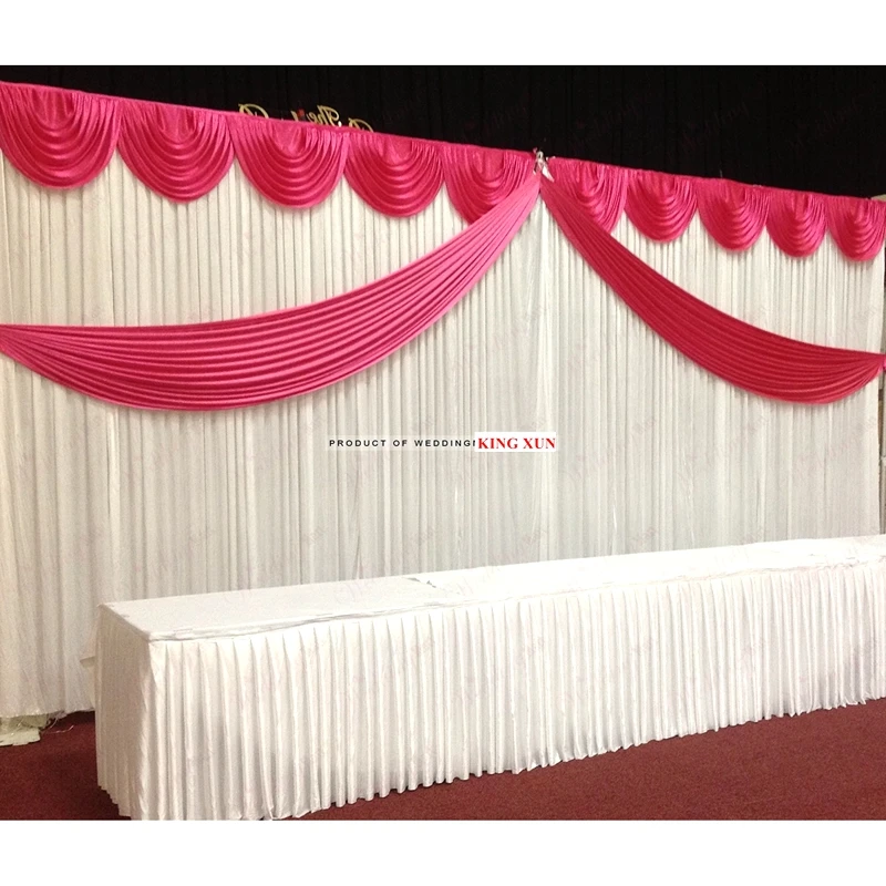 10x20ft Eisseide Hochzeitshintergrund Vorhanghaken Bühnenhintergrund Photo Booth inklusive Top Swag Drape Event Party Dekoration Image