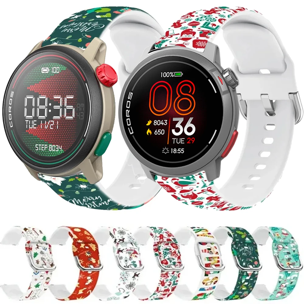 20 mm 22 mm weihnachtliches Silikonarmband für COROS PACE Pro/3/APEX 4 42 mm atmungsaktives Band Suunto Vertical 2/Race S/2/Run/Ocean Image