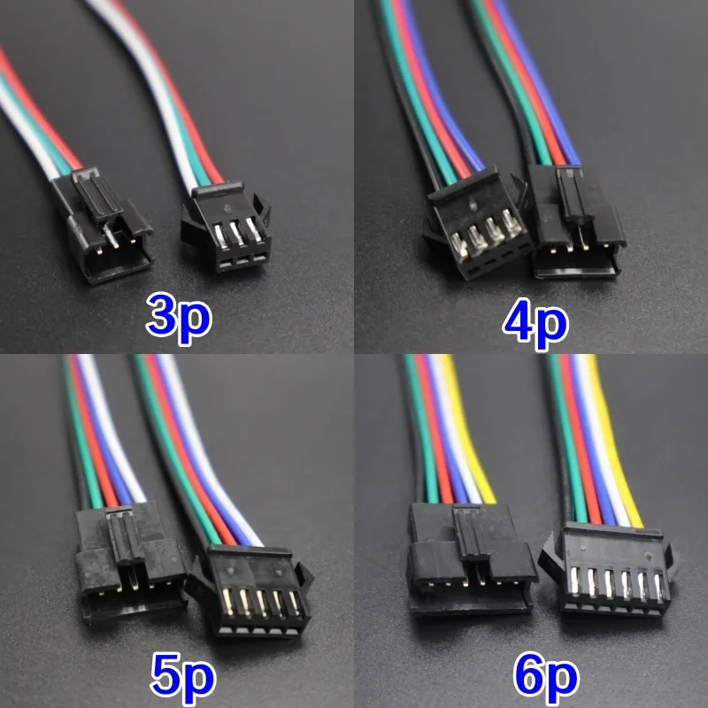 Stecker männlich/weiblich JST SM 2 3 4 5 6Pin Stecker Stecker Draht Kabel für LED Streifen Licht Lampe Treiber 2Pin 3Pin 4Pin 5Pin 6Pin led Image