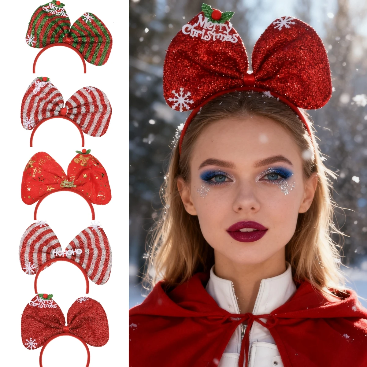 Weihnachten Bowknot Stirnband Party Festliche Kopfbedeckung Haarband Niedliche Haarnadel Weihnachtsdekorationen Für Zuhause Mädchen Frauen Neujahrsgeschenke Image