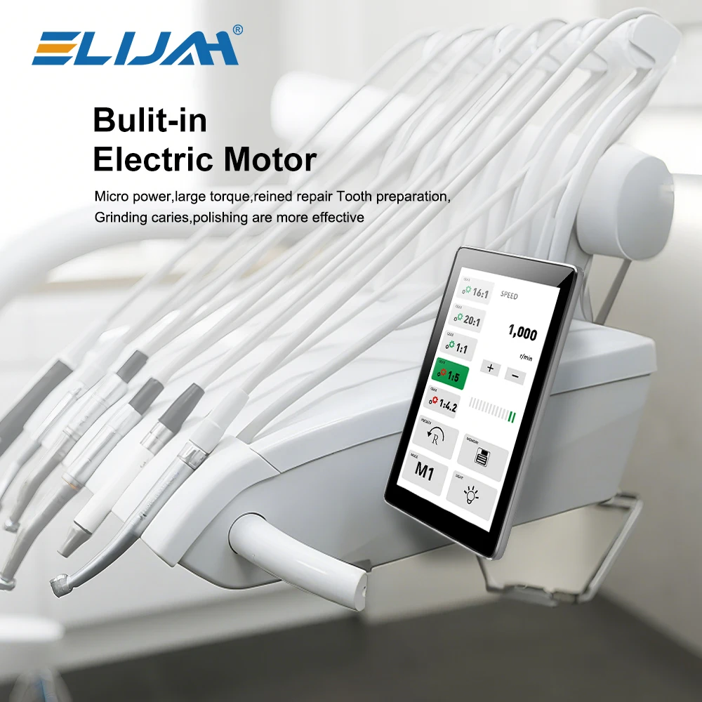 ELIJAH Dental Vollfarbiger Touchscreen mit integriertem LED Bürstenlosem Elektromikromotor, Glasfaser-Winkelstück, Zahnarzt-Ausrüstungswerkzeug Image