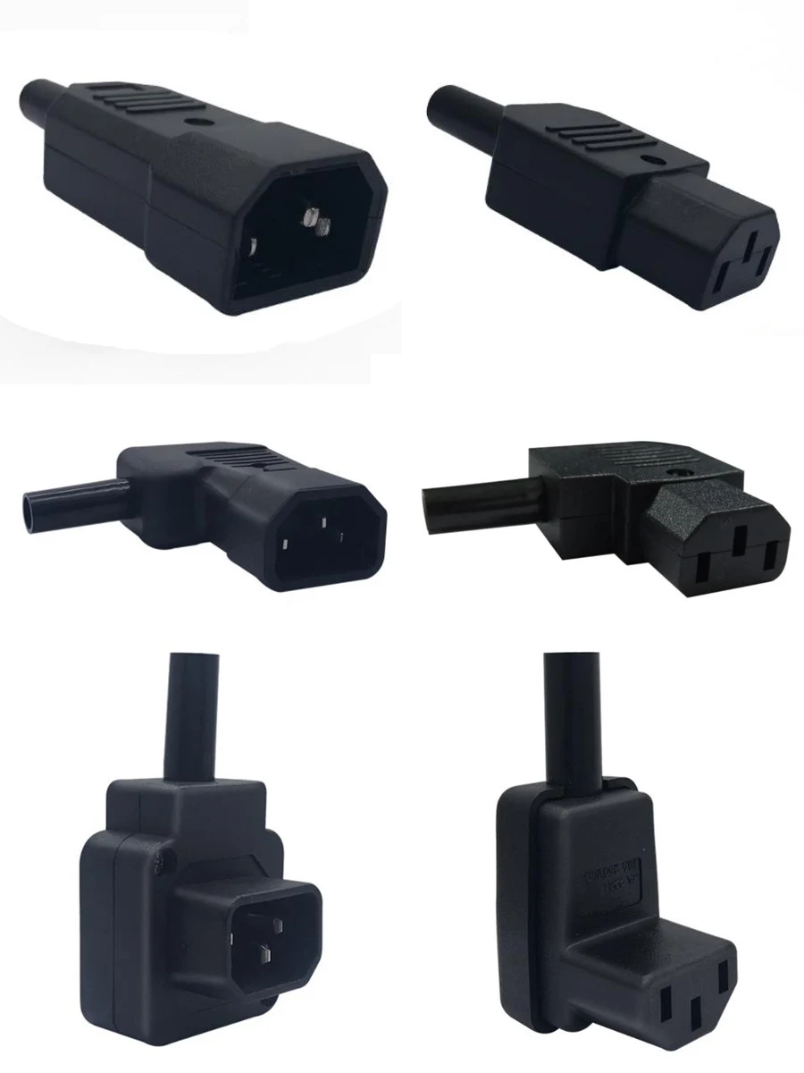 Schwarz gerade/ellenbogen 10A 250V Kupfer IEC320-C13 C14 abnehmbare industrie steckdose männlich-weibliche Chassis PDU verdrahtung power stecker Image