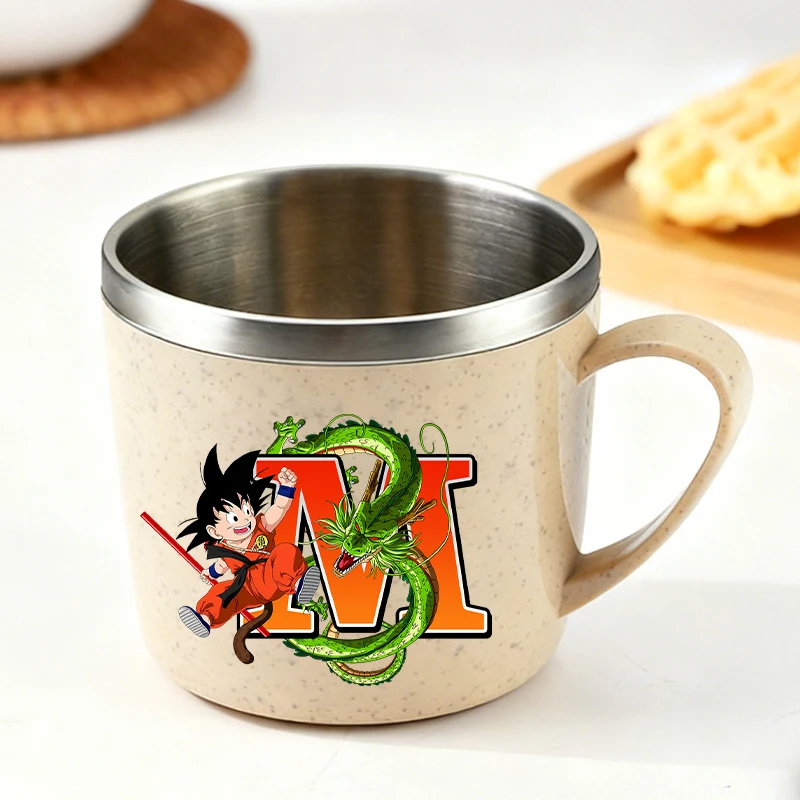 Dragon Ball Edelstahl-Wasserbecher Cartoon Son Goku Kaffee-Milch-Tassen Anime Buchstaben A-Z Zahnbürsten-Trinkbecher für Zuhause Geschenk für Jungen Image