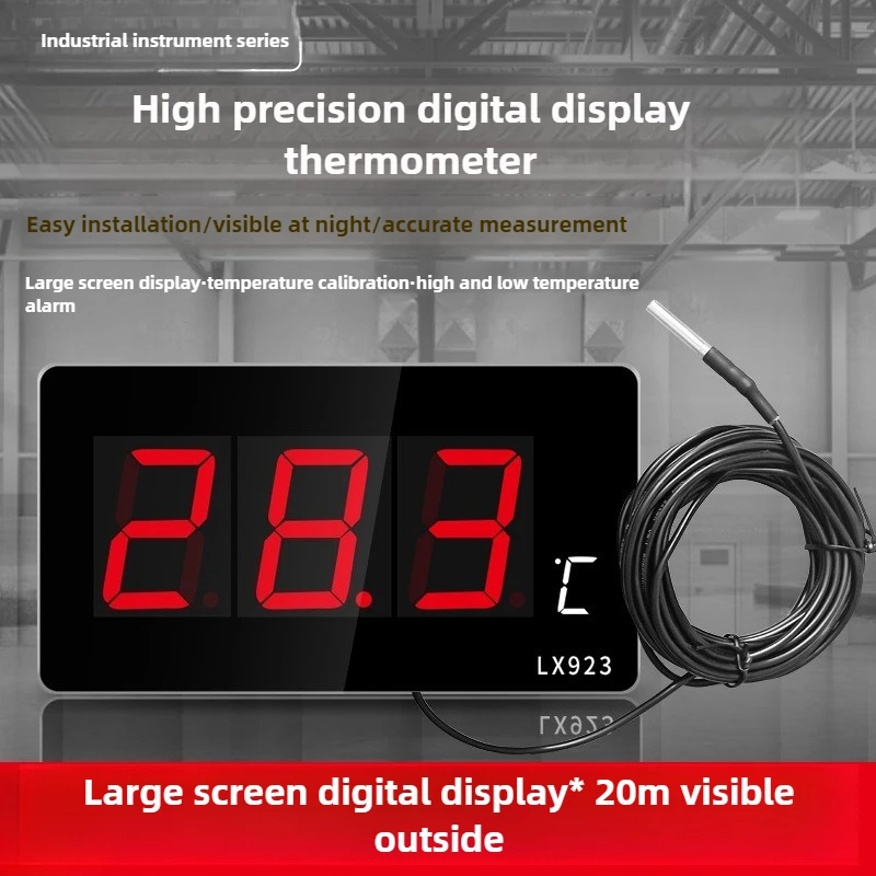 Industrielles digitales Thermometer, wasserdichte Sonde, geeignet für Sauna, Schwimmen, Hotel, Innentemperaturanzeige Image
