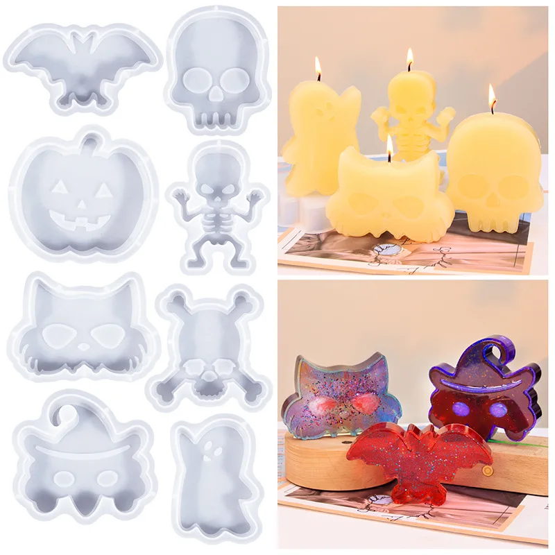 3D Halloween Silikon Kerze Formen Geist Kürbis Diy Epoxidharz Aromatherapie Display für Halloween Urlaub Home Dekorationen Image