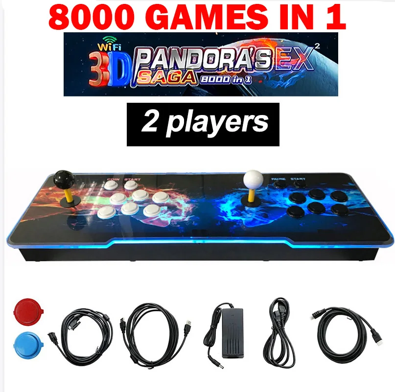 8000-in-1 WLAN Retro-Arcade-Konsole QQ Version 64GB Doppel-Fist-Design Steuerungspad 2P Joystick-Tasten mit Stecker Image