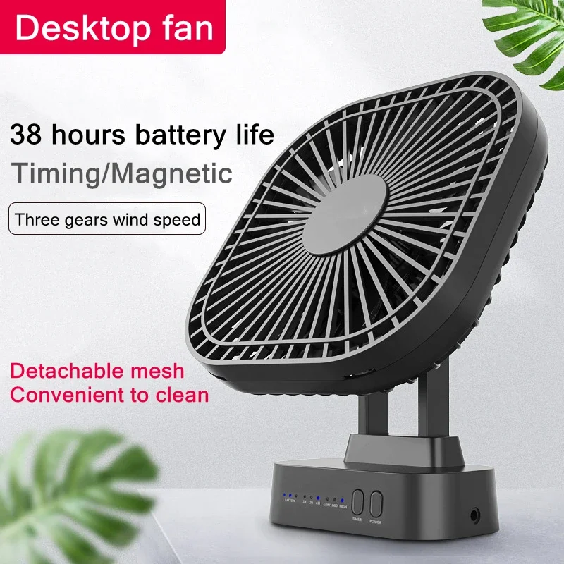Mini-USB-Ventilator, wiederaufladbarer Akku-Ventilator mit Timer, starker Wind, 3 Geschwindigkeiten, 7 Ventilatoren, Blätter, Desktop, tragbar, Büro, Camping, Outdoor Image