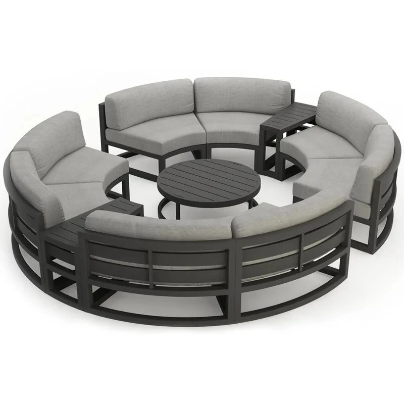 Outdoor-Sofa für Hof, Hotel und Garten, Runde Freizeitstuhlgruppe, Balkonmöbel für den Außenbereich Image