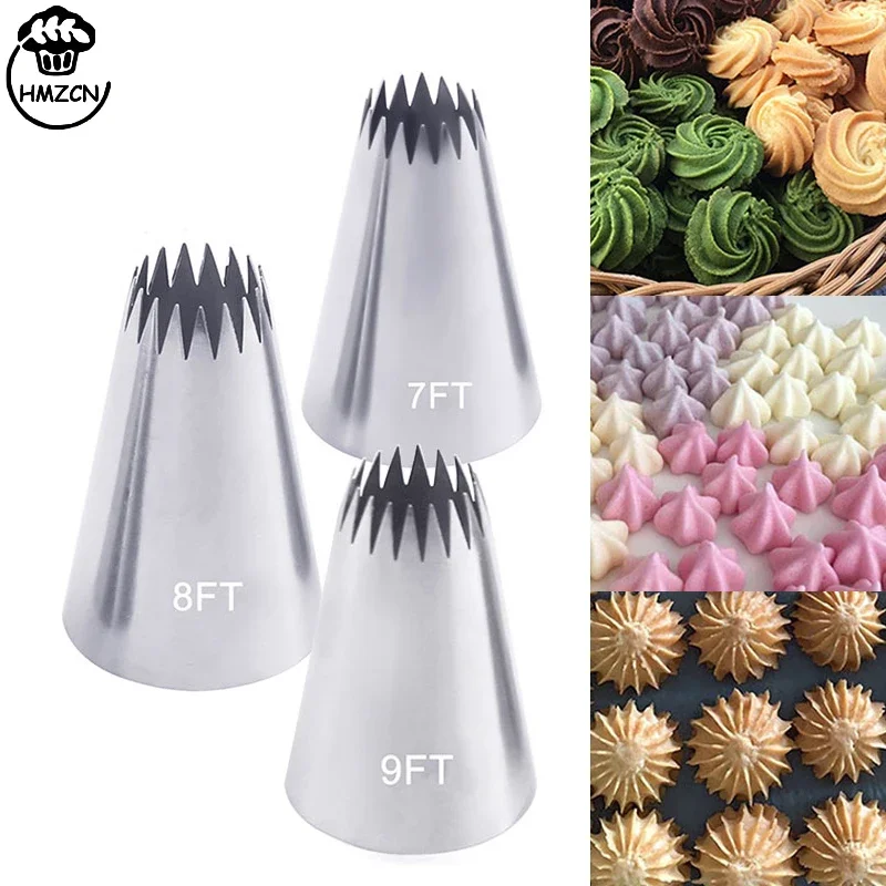 3 stücke Keks Gebäck Düsen Kuchen Dekorations werkzeuge Blumen glasur Rohrleitung sdüse Back zubehör # 7ft 8ft 9ft Küche Reposteria Image