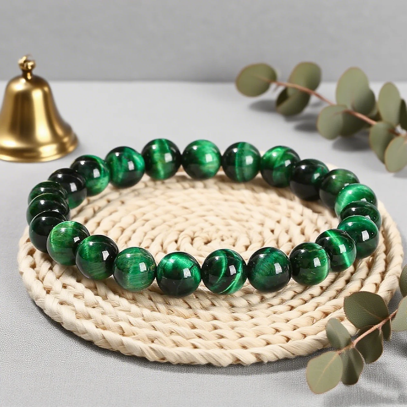 Lucky Green Tigerauge-Edelstein, grünes smaragdgrünes Glas für Glück und Glücksübertragung. Eine tolle Wahl für diese Aufnahme gut