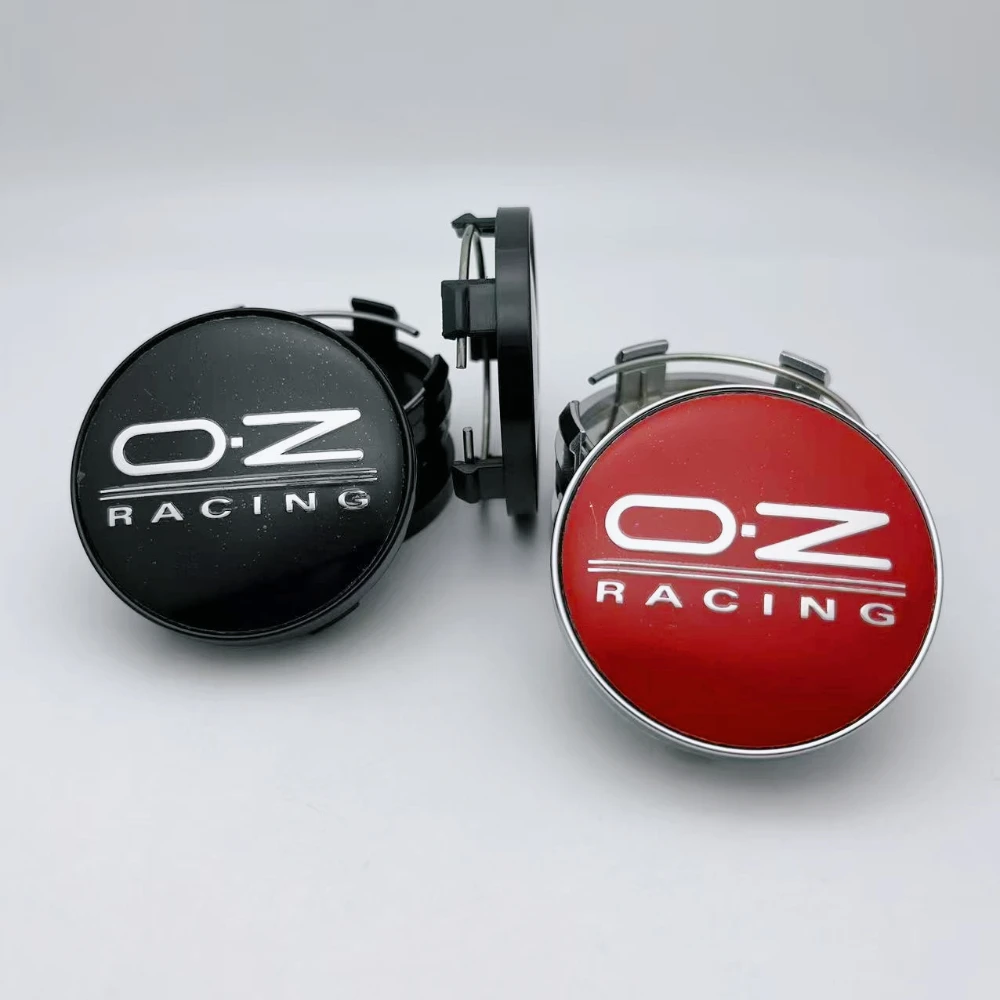 4 Stück 60 mm Auto-Radnabenkappen mit OZ O.Z Racing Logo Emblem Rad Radkappen Auto Felgenabenabdeckung Autozubehör Schwarz/Silber Image