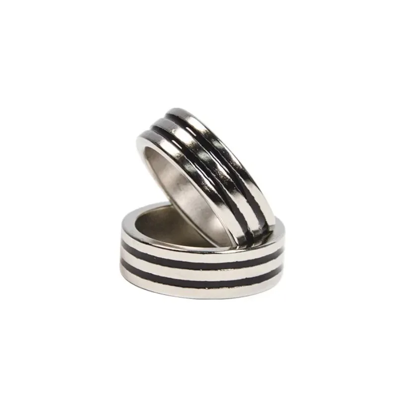 Schwarzer Doppelkreis-Pk-Ring, starker magnetischer Magnetring, Größe 20/21 mm, Münze, Finger, Dekoration, Zaubertricks, Gimmicks, Requisiten, Zauberer Image