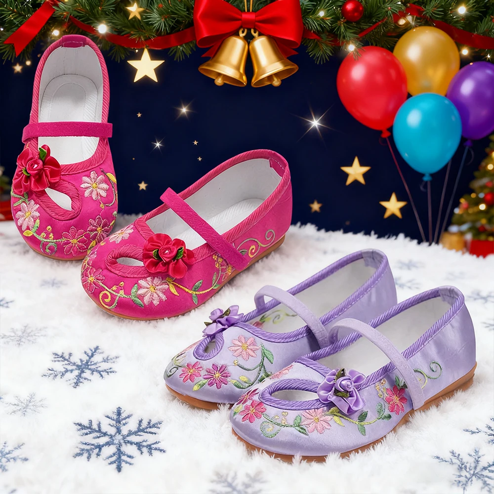 Mädchen Schuhe Mode Stickerei Wohnungen Schuhe Für Mädchen Mirabel Gleiche Cosplay Schuhe Kinder Weihnachten Party Leistung Blume Schuhe