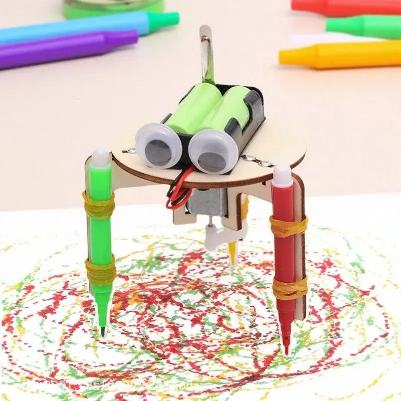 DIY Graffiti Roboter Modell Kinder Wissenschaft Spielzeug Machen Vibration Graffiti Roman Pädagogisches Spielzeug Manuelle Montage Modell Kit Image