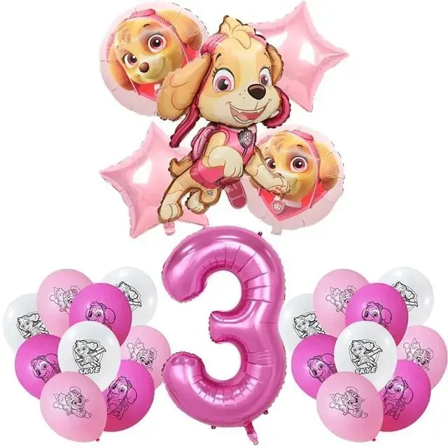 Buntes Cartoon PAW Patrol Geburtstagsballon-Set mit digitalem Himmel, Hund, Skye, dekoratives Zubehör für Kinder, Partyzubehör Image