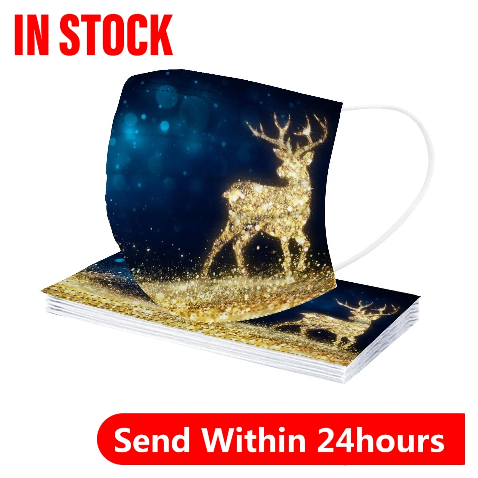 10PCS Erwachsene Gesichtsmaske Mode Einweg Hohe Qualität 3Ply Ohrbügel Weihnachten Vlies Mascarillas Anti-Staub Masken Masque Image