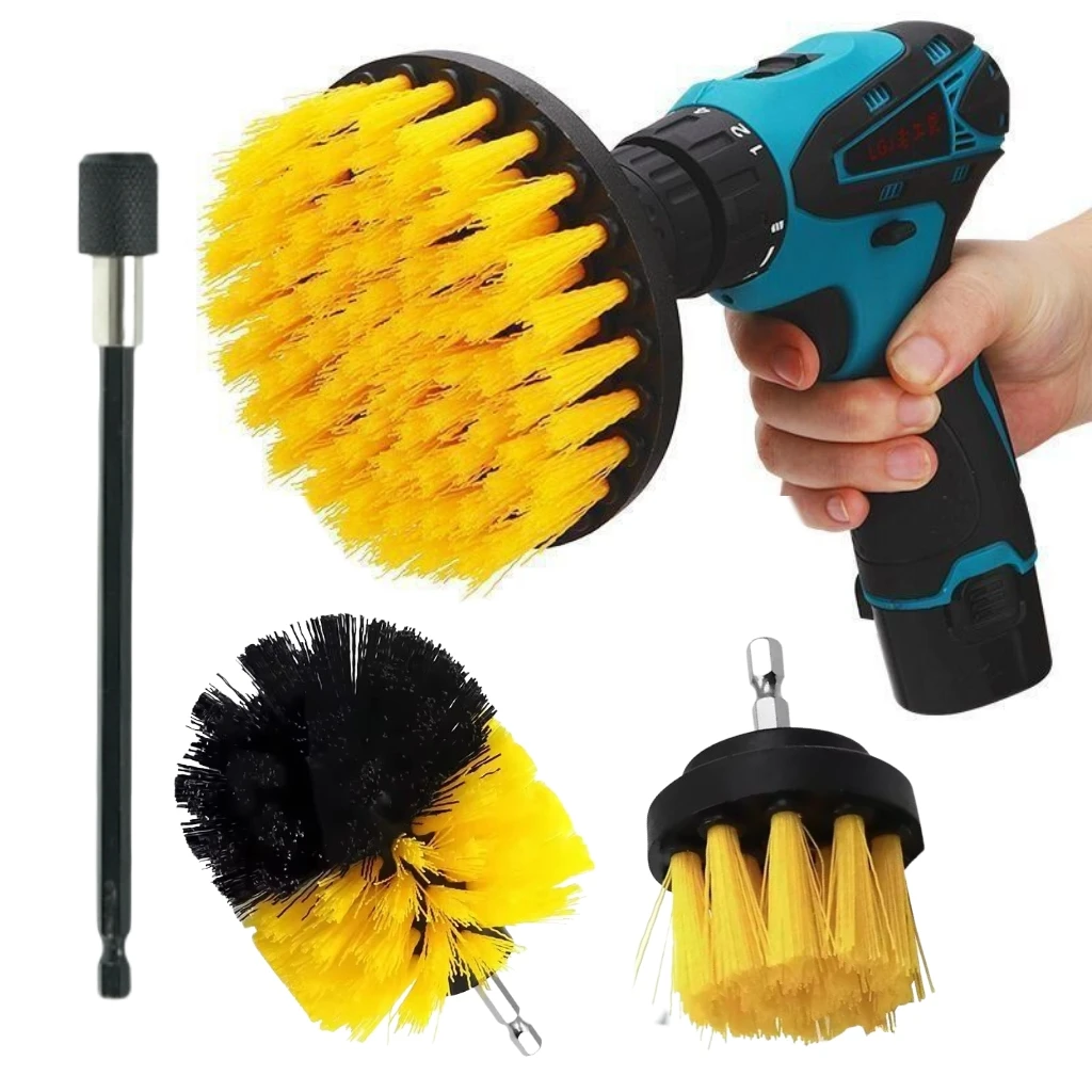 Bohrbürstenaufsatz-Set, elektrische Schrubberbürste mit Verlängerung zum Reinigen von Badezimmer, Küche, Auto, Fliesen, Boden, Waschbecken, Badewanne Image
