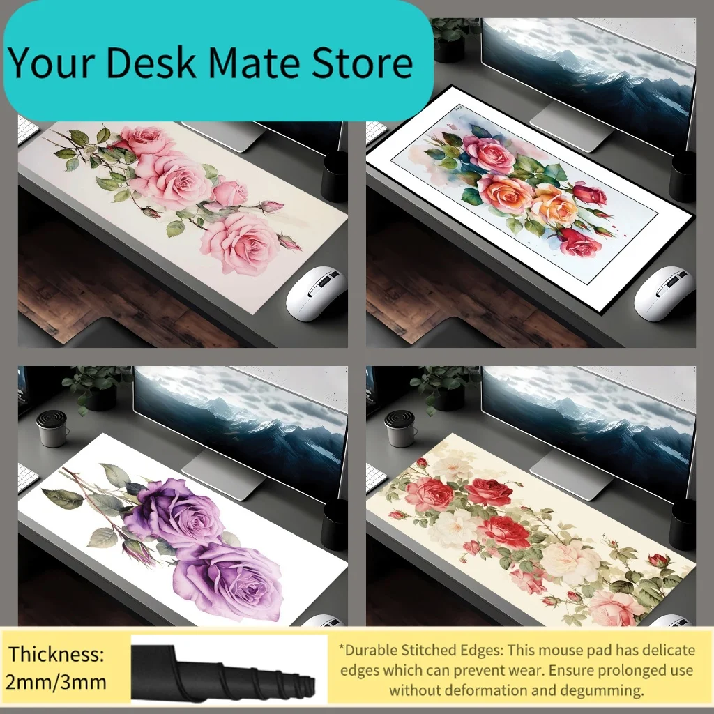 Artistic Rose – großes Computer-Mauspad im Retro-Stil, rutschfest, in vielen Größen erhältlich Image