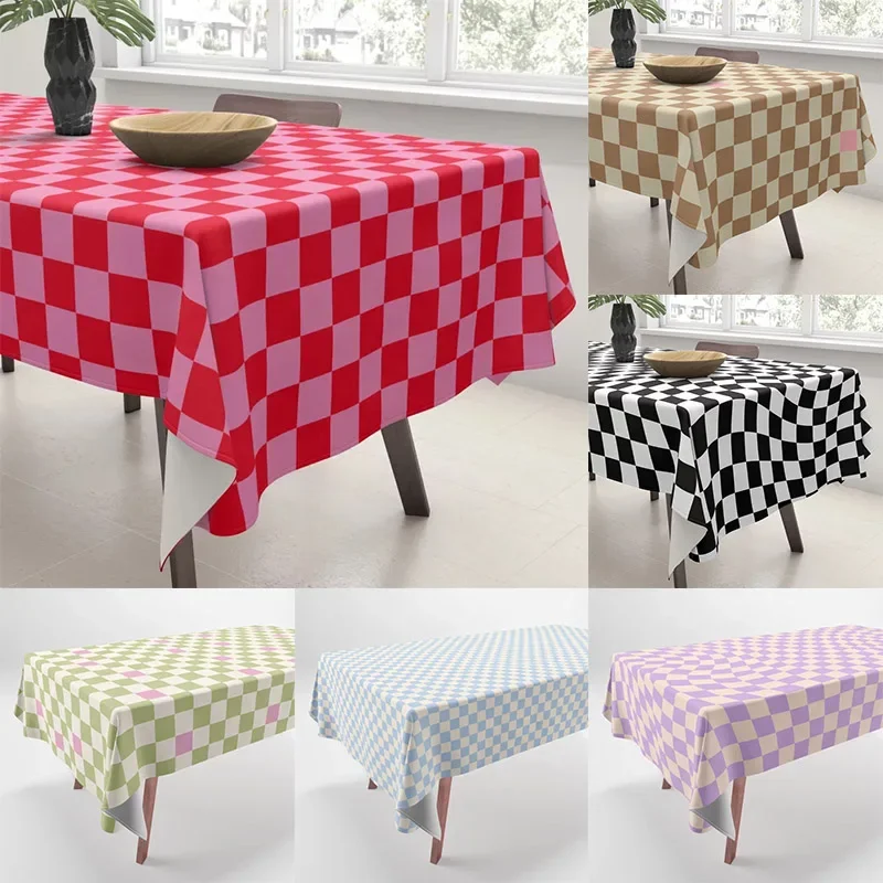 Einfache karierte Sommerdruck Esszimmer Tischdecke Home Decor Rechteckige Party Image