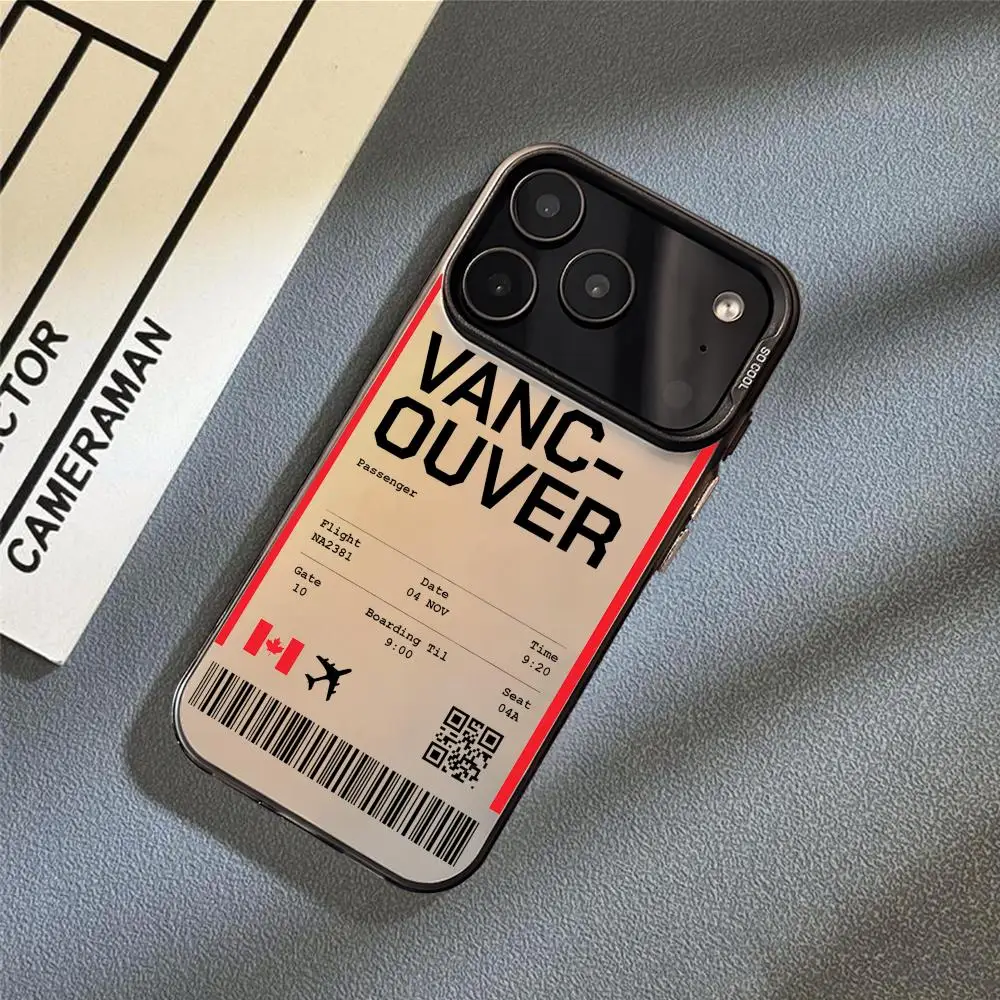 Flugzeug Reise Ticket Kanada Telefon Fall Für IPhone 17 16 15 14 13 12 11 Pro Max Air Mehrfarbige Matte Laser metallic Aurora Funda Image