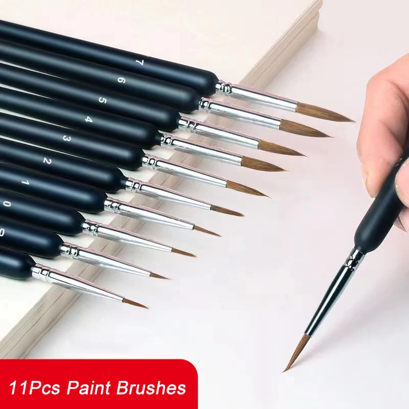 11/22 Stück Miniatur-Pinsel-Set mit feinen Details, Mini-Pinsel für Öl, Aquarell, Acryl, Modellmalerei, Nagelzeichnung Image