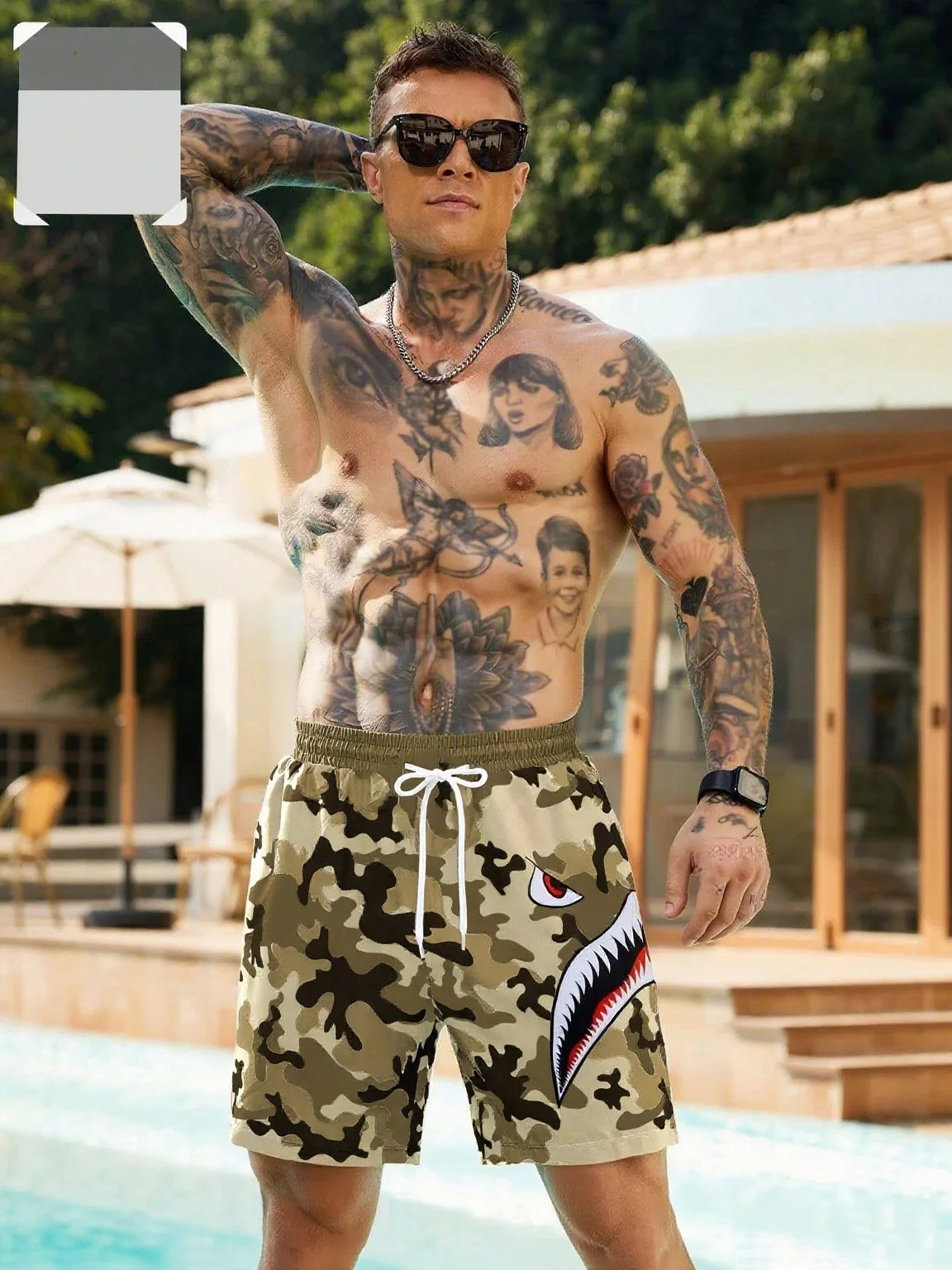 Heißer Verkauf Sommer Strand Sport Shorts 3d Camouflage Print Lose Schnell Trocknend Kordelzug Shorts Strand Urlaub Schwimmen Shorts Image