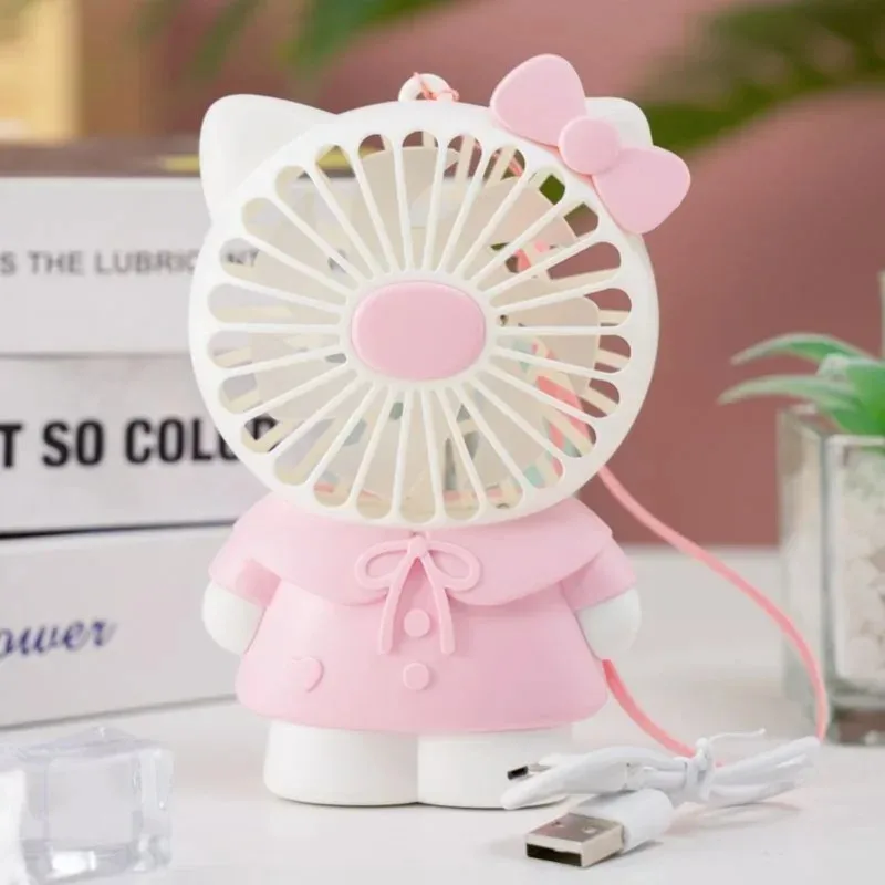 Neuer Sanrio Hello Kitty kreativer süßer tragbarer Handventilator, personalisierte Animation, Peripherie, Kawaii, Mini, leiser kleiner Ventilator, Geschenk Image