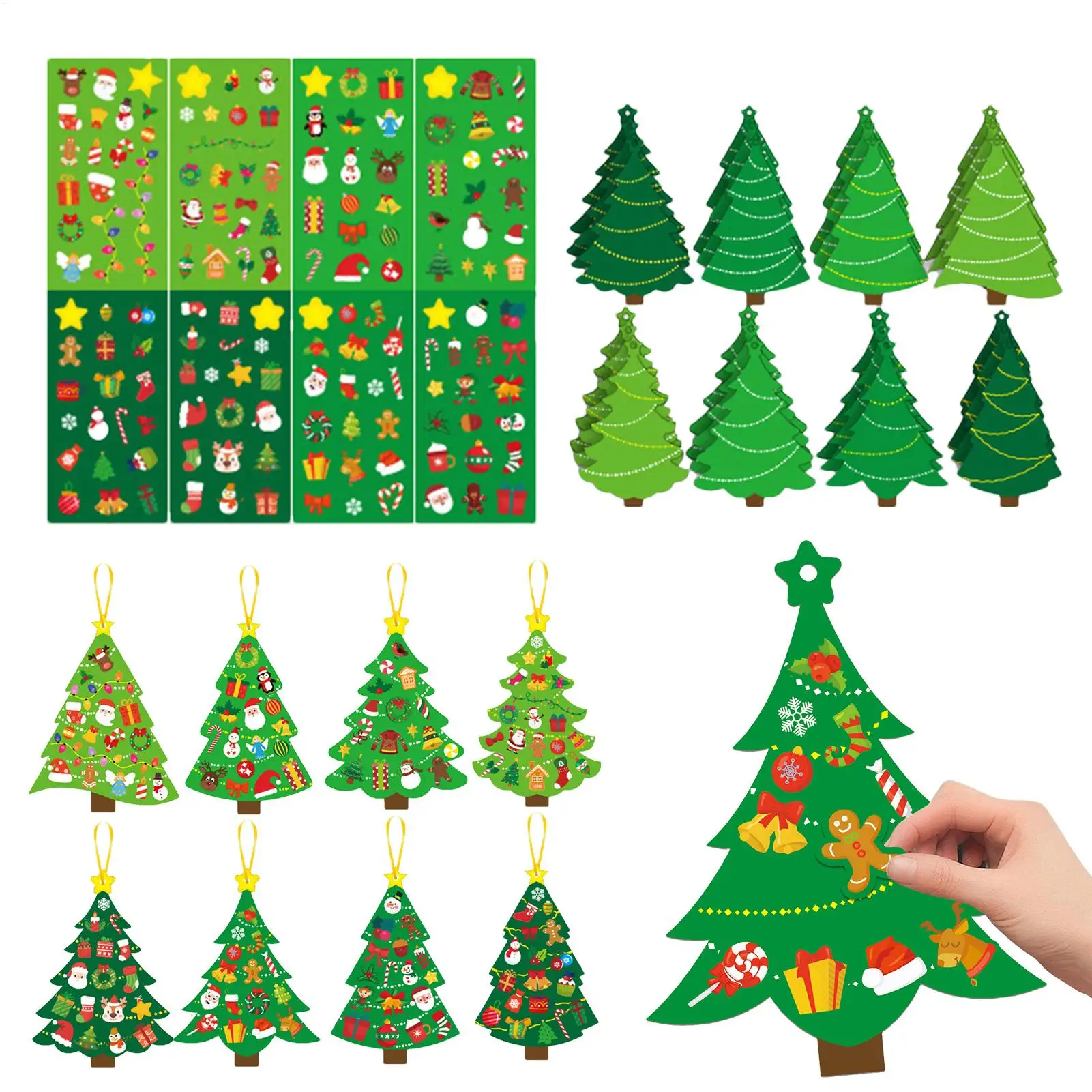 24 Stücke Weihnachten Handwerk Aufkleber DIY Weihnachtsbaum Ornamente Mit Aufkleber Kits Set Für Weihnachten Urlaub Party Dekorationen Image