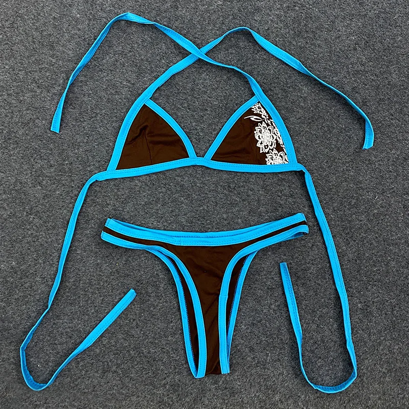 Personalisierter Bikini-Anzug mit Blumendruck und Riemen, Europa United Sexy Spice Girls, verschiedene Farben, Strand, Freizeit, Vintage-Damenoberteile Image