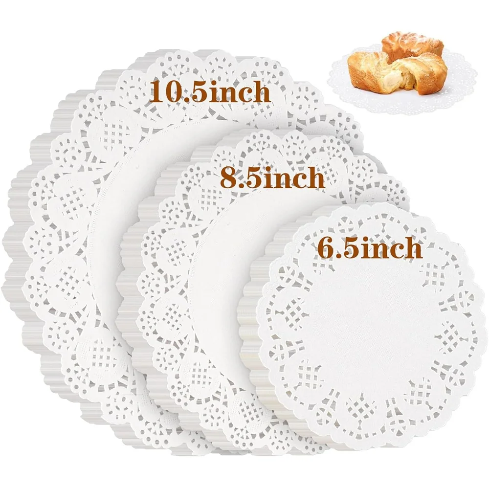 150Pcs Küche Gebratene Lebensmittel Spezielle Blume Boden Papier Öl-absorbierende Papier Backen Kuchen Pizza Snack Runde Haushalt Spitze papier Pad Image