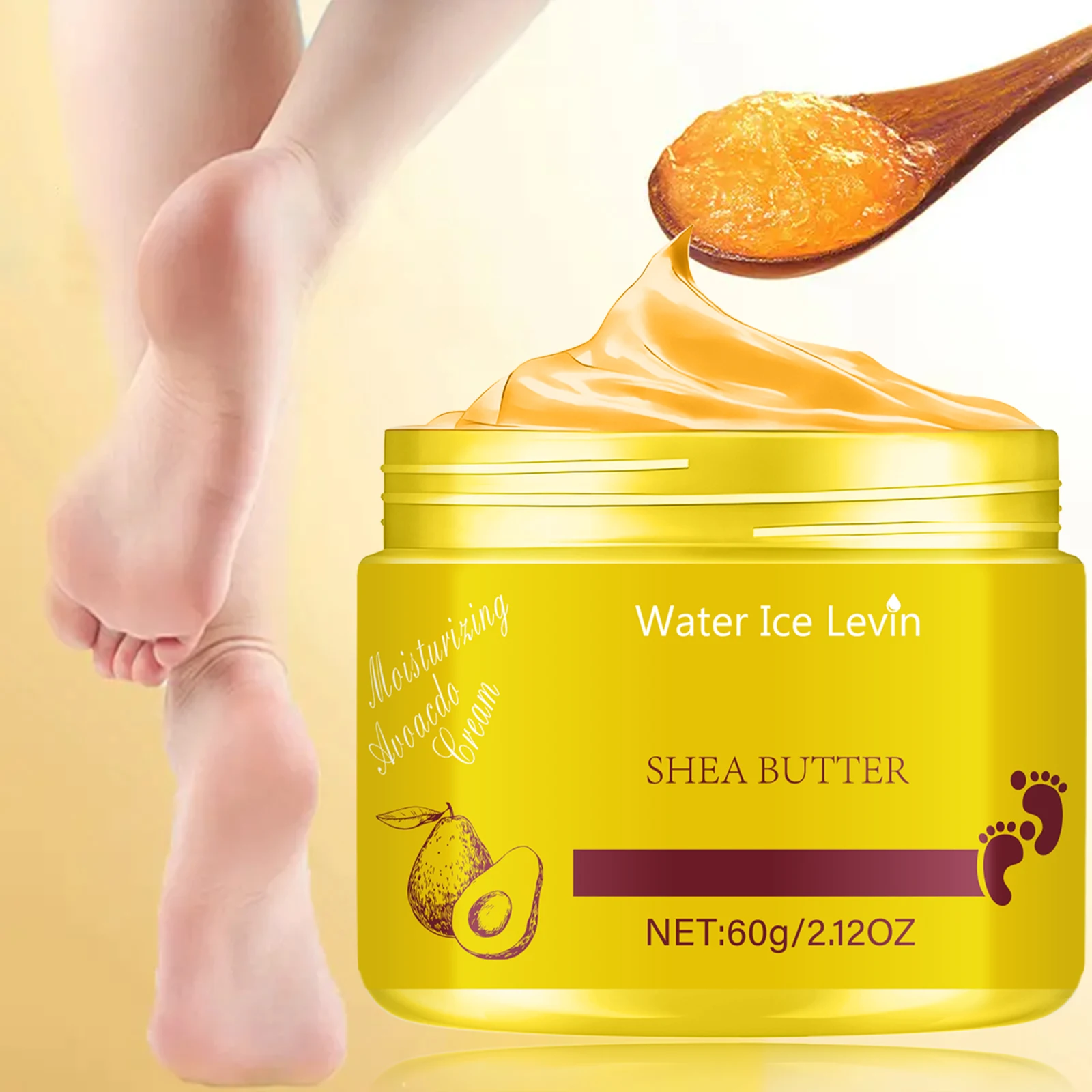 Water Ice Levin Shrando Pure Shea Butter 60g | Intensives Feuchtigkeitsschloss | Hautreparatur und -pflege für ganztägige Weichheit Image