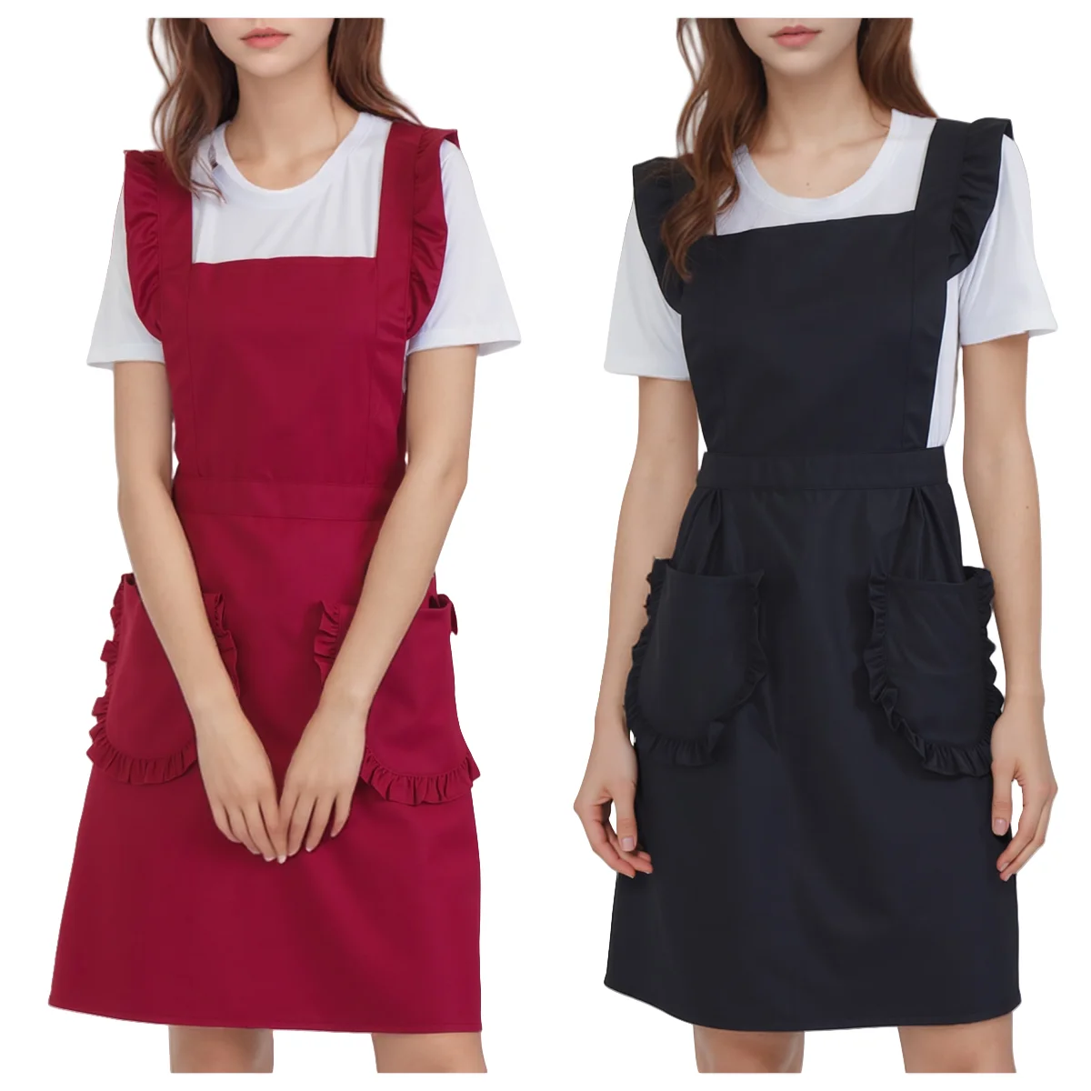 1-teilige europäische Spitzenschürze, Küchen-Kochschürze, Haushaltsreinigungsschürze, Restaurant-Arbeitsschürze für Damen Image