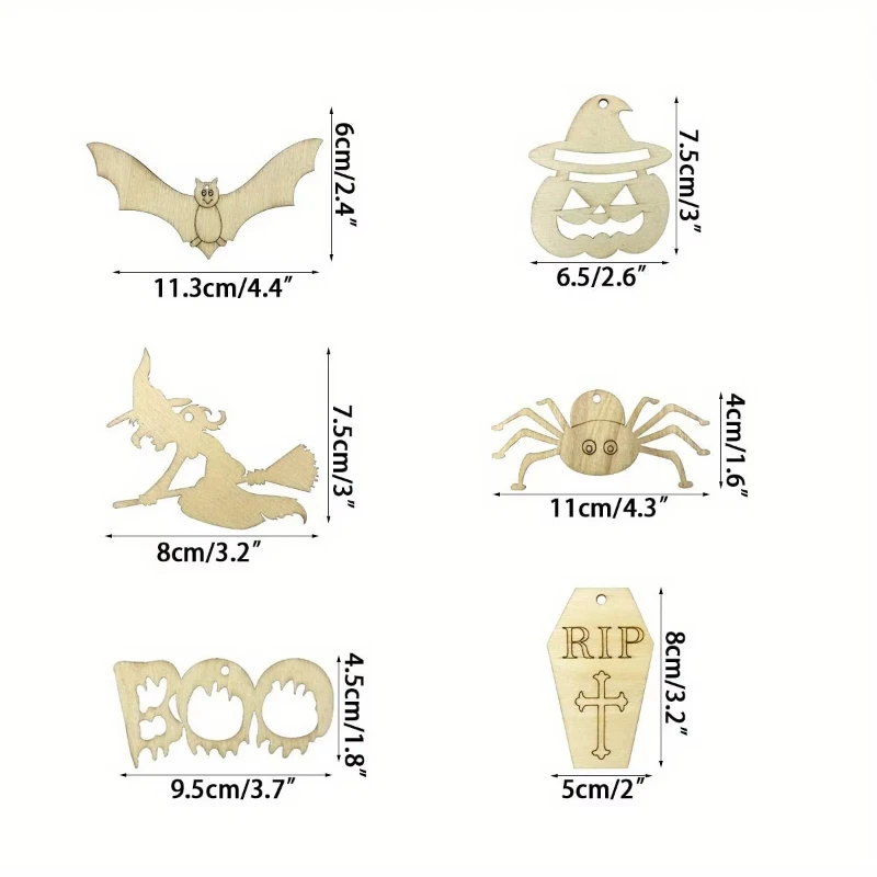 Halloween Holz Handwerk Spinne Fledermäuse Kürbis Ornament Für Halloween Home Party Hängende Dekorationen Kinder DIY Malerei Geschenke Image