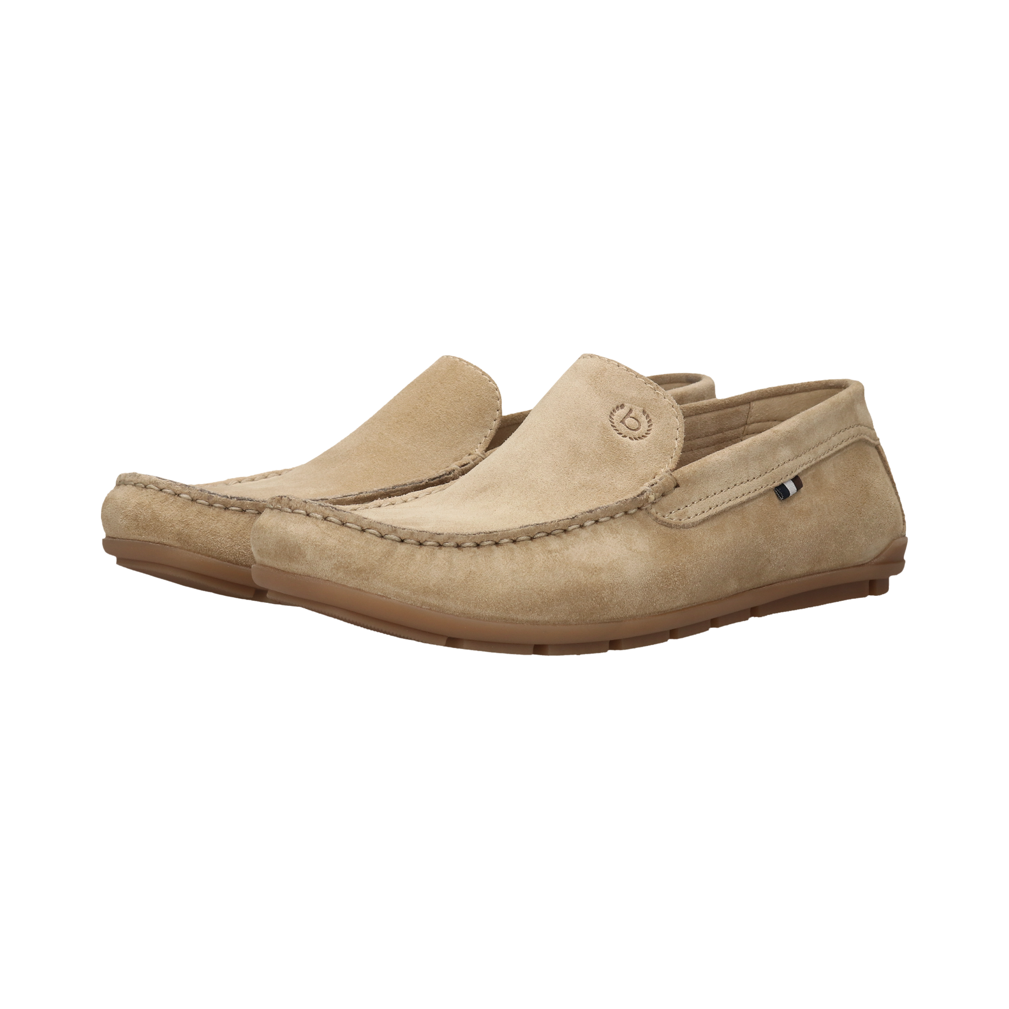 Slipper BUGATTI, Herren, Gr. 42, beige, Veloursleder, Schuhe Slipper, Mokassin, Slip in, Schlupfschuh, Loafer mit Soft Fit-Ausstattung