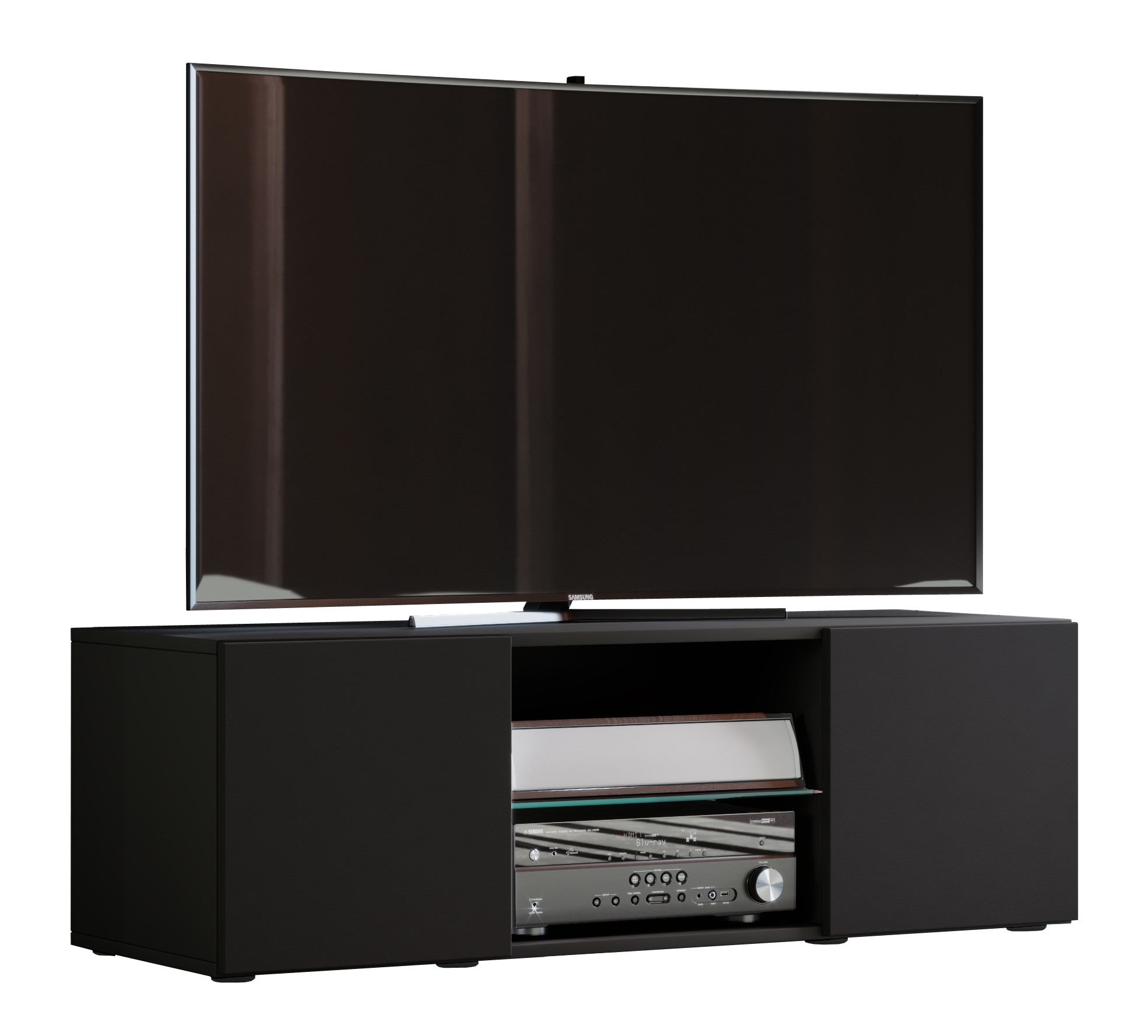 Wohnzimmertisch VCM "Holz TV Lowboard Möbel Fernsehschrank Lowina", schwarz, B:95cm T:36cm, Sideboards, TV-Sideboard