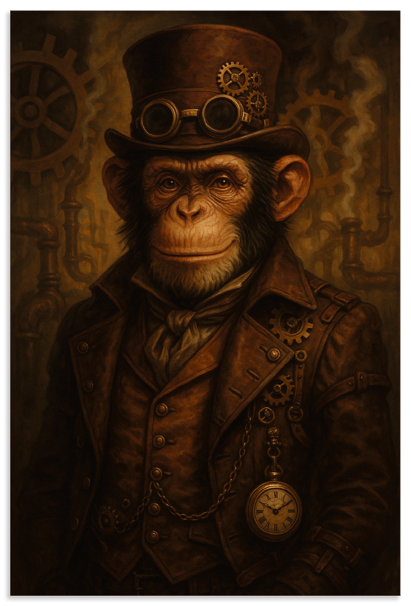 Wandbild ARTLAND "Steampunk-Affe", farbe bild(er): braun, B:20cm H:30cm, Alu Dibond, Bilder, als Alubild, Leinwandbild, Poster, Wandaufkleber in verschied. Größen Image