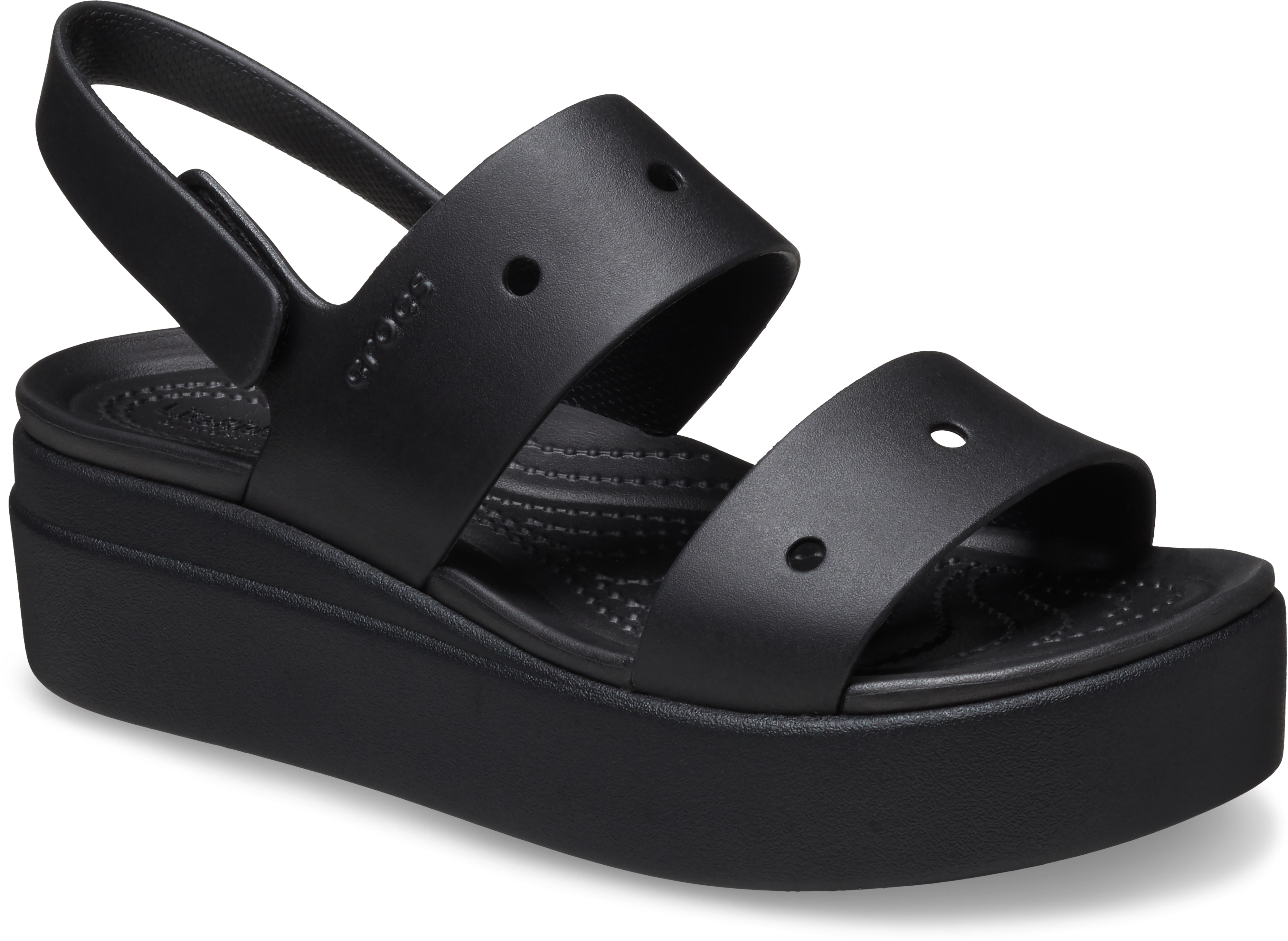 Plateausandale CROCS "Brooklyn 4U", Damen, Gr. 42, schwarz, Croslite™, unifarben, Schuhe, Sommerschuh, Sandalette, Riemchensandale mit Klettverschluss