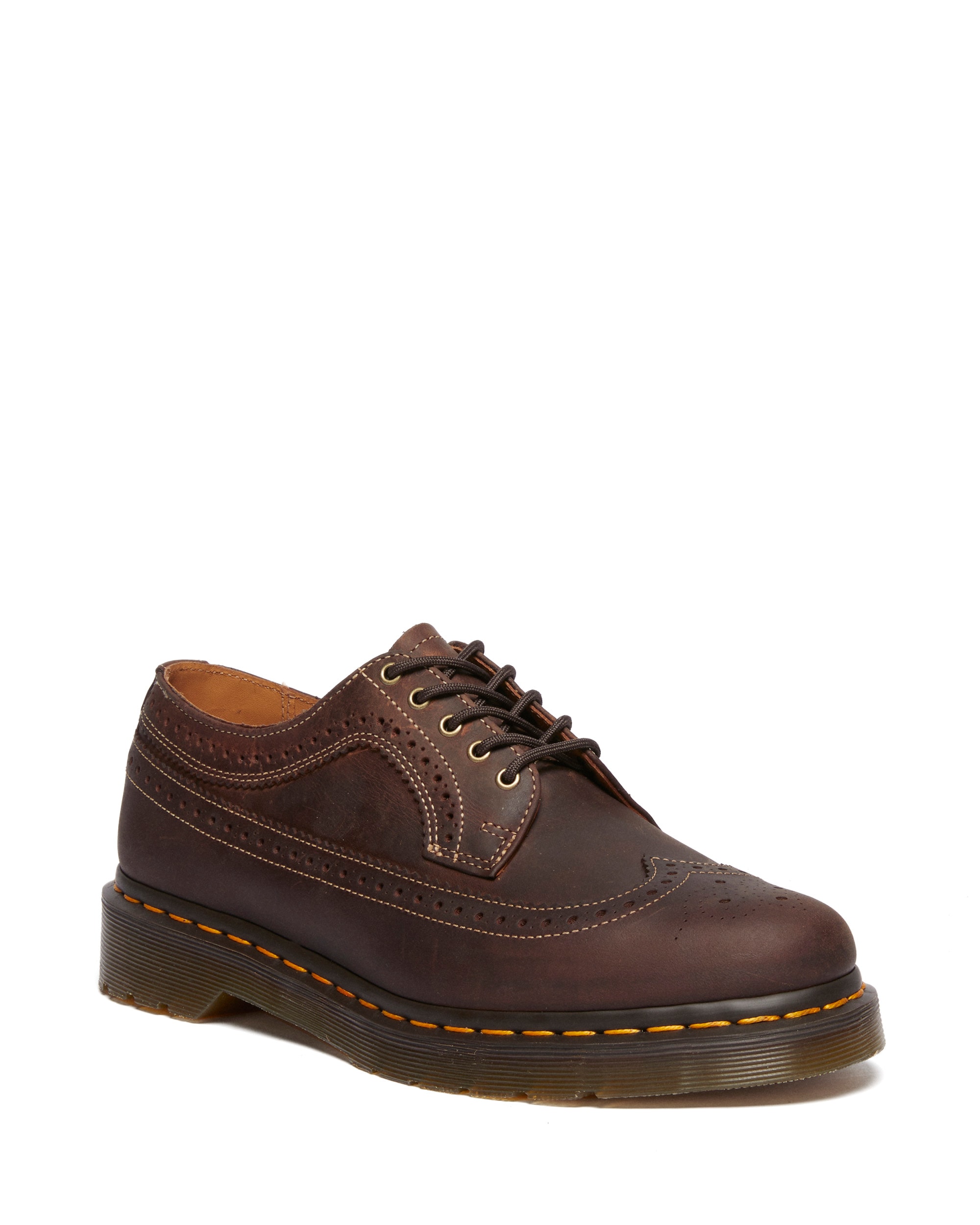 Schnürschuh DR. MARTENS "3989 YS", Damen, Gr. 43, braun, Leder, Schuhe Schnürschuh, Halbschuh mit typischer Kontrast-Rahmennaht