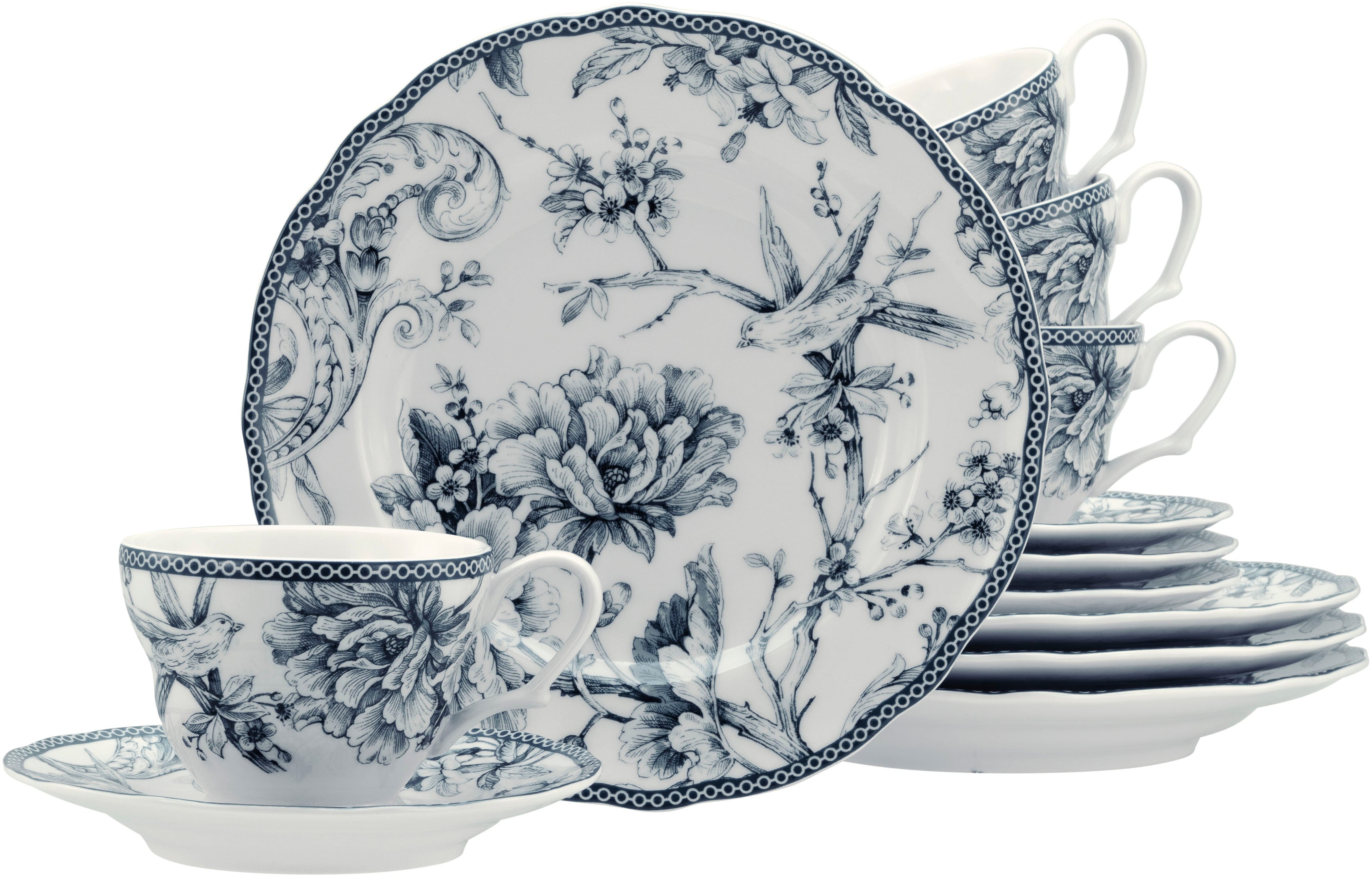 Kaffeeservice CREATABLE "Adelaide, Service 12-tlg.", blau, 12, Porzellan, Geschirr-Sets, Kaffeeservice, Nostalgischer Vintage Dekor, Elegante Form Image