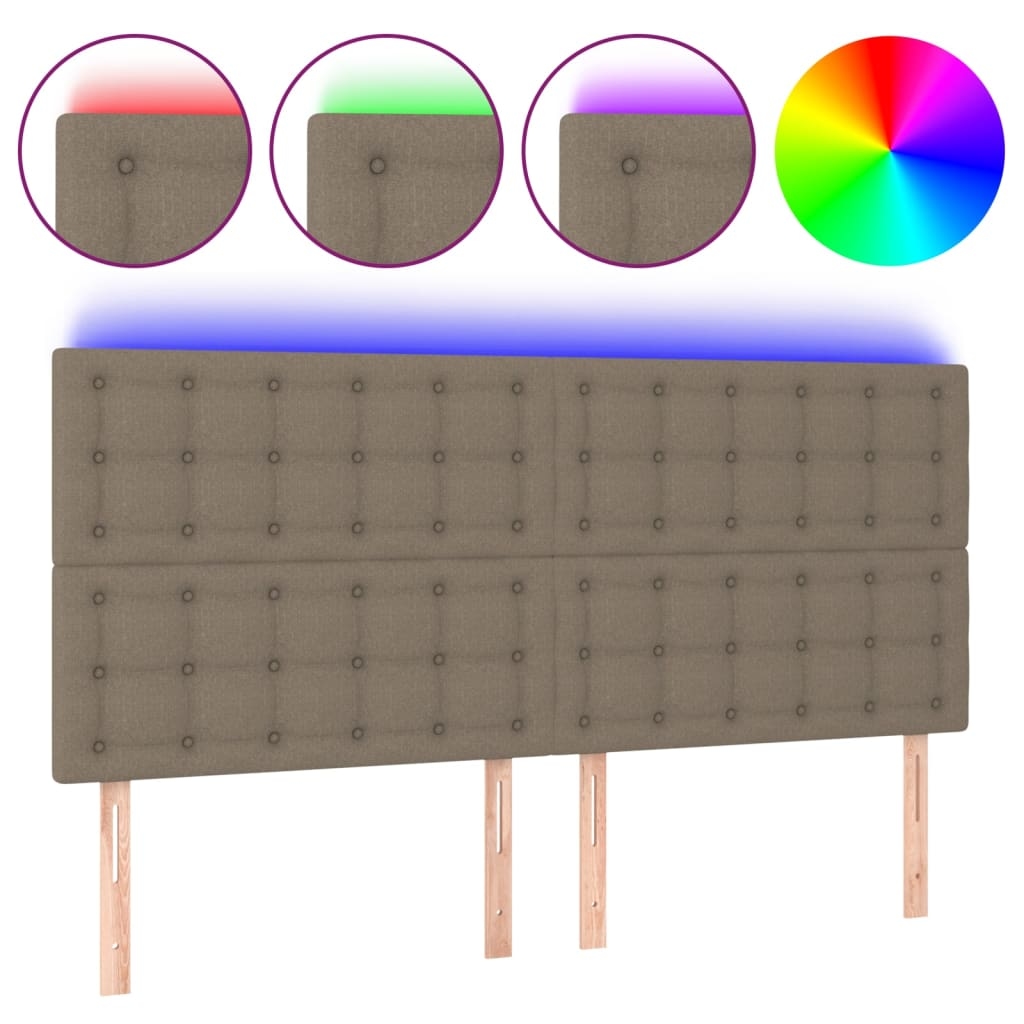 vidaXL LED Kopfteil Taupe 200x5x118/128 cm Stoff Image