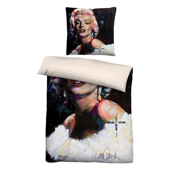 SID MAURER Mikrofaser Bettwäsche Marilyn Monroe weiß, 1x 155x220 cm + 1x 80x80 cm Image