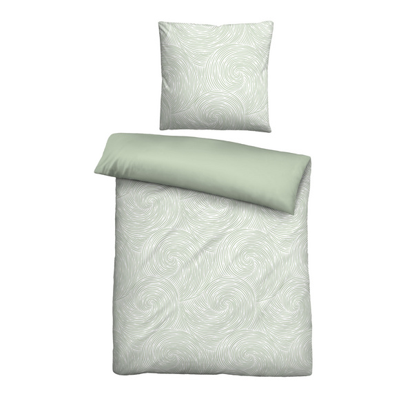 biberna Tencel Bettwäsche Strudel salbei, 1x 135x200 cm + 1x 80x80 cm Image