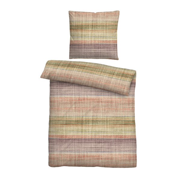 biberna Seersucker Bettwäsche Streifen-Karo macchiato, 1x 155x200 cm + 1x 80x80 cm Image