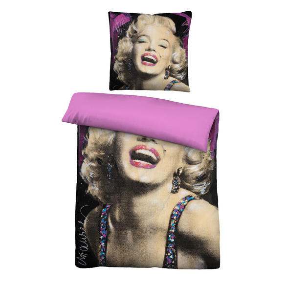 SID MAURER Mikrofaser Bettwäsche Marilyn Monroe pink, 1x 135x200 cm + 1x 80x80 cm Image