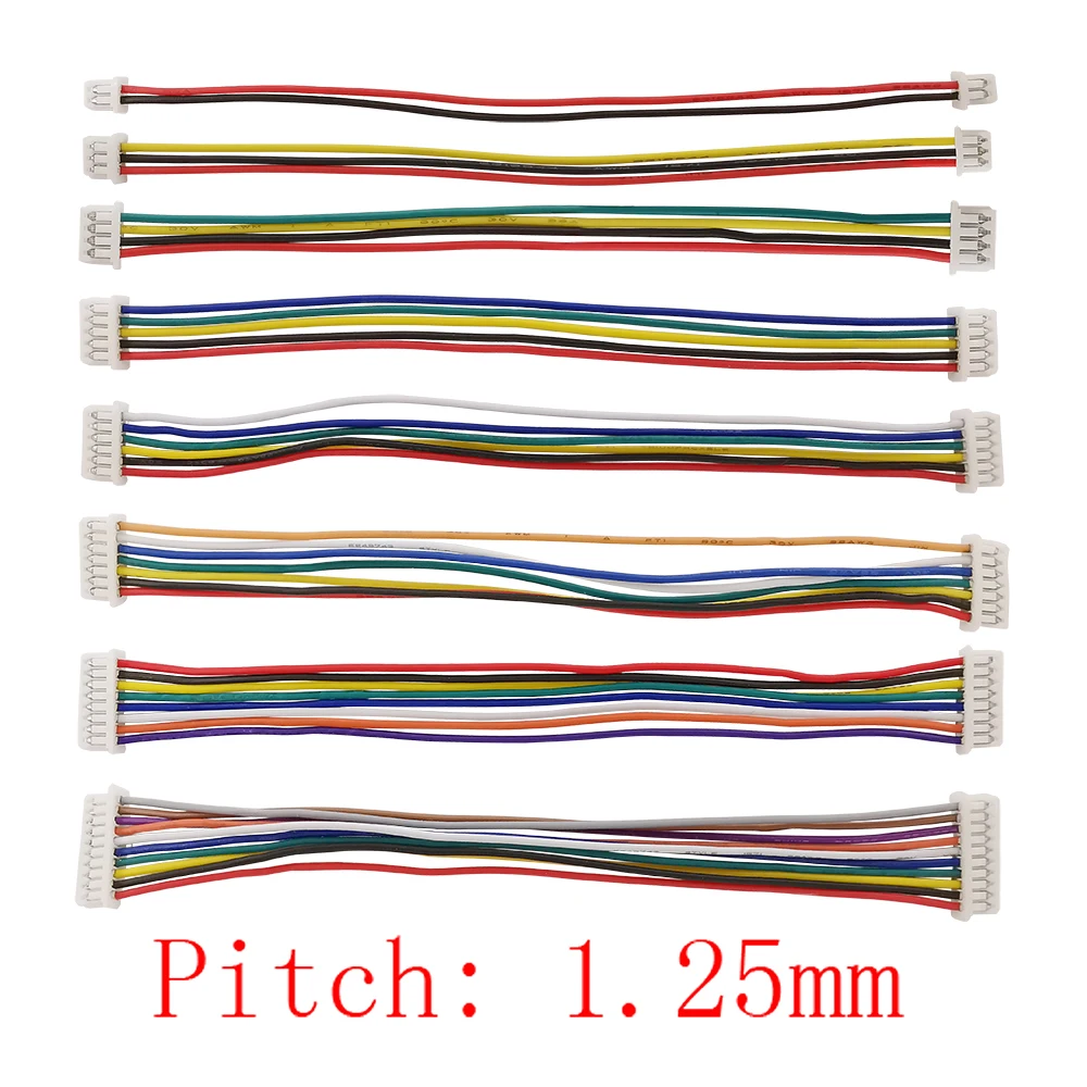10Pcs JST 1,25mm 1,25 Weibliche Draht Kabel Anschlüsse Doppel Kopf JST 1,25 Elektronische Draht Stecker Länge 10CM 15CM 20CM 30CM Image