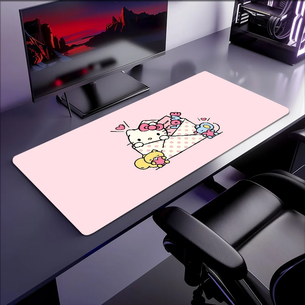 San Mauspad Rutschfest mit Randverstärkung für Büro, H-Hello Studenten-Gaming, Rosa, Verdicktes Großes Schreibunterlage, Kitty Cartoon Kissen Image