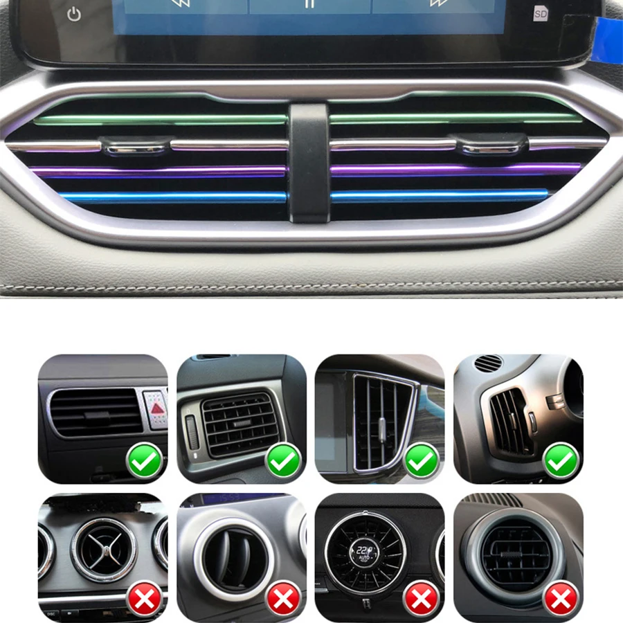 10 Stück 20cm Universelle Auto-Lüftungsgitter-Dekorstreifen in U-Form, Zierleisten, Dekorationszubehör, Auto-Styling Image