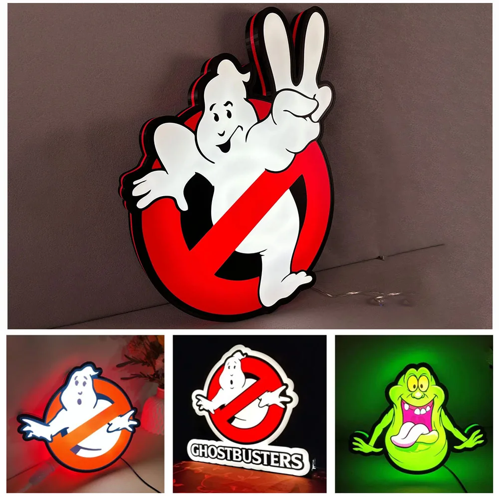 Ghostbusters 3D-Gedruckte LED-Leuchtbox Anime-Leuchtkästen Arcade-Spieleschilder Individuelle Wanddekoration Schlafzimmer Spielzimmer Hängeschild Image